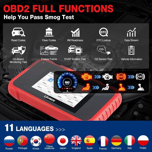 Launch CRP123E OBD2 Code Reader Diagnostic Tool ABS SRS Transmission Engine Scan Tool with 3 Reset Support Throttle Relearn/Oil Reset/SAS Calibration