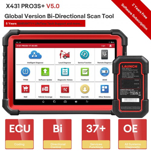 2024 LAUNCH X431 PRO3S+ V5.0 Scanner With DBSCAR VII Supports CANFD, Topology Map, Online Coding, AutoAuth FCA SGW, VAG Guided, 41+ Reset Service