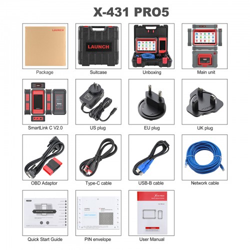 Launch X431 PRO5 PRO 5 With J254 SmartLink 2.0 Plus X-PROG 3 GIII And Launch X431 MCU3 Adapter For All Keys Lost and ECU TCU Reading