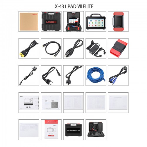 Launch X431 PAD VII Elite Full System Diagnostic Tool Support 60 Service Functions, TPMS and Online Programming Send free X431 X-PROG3