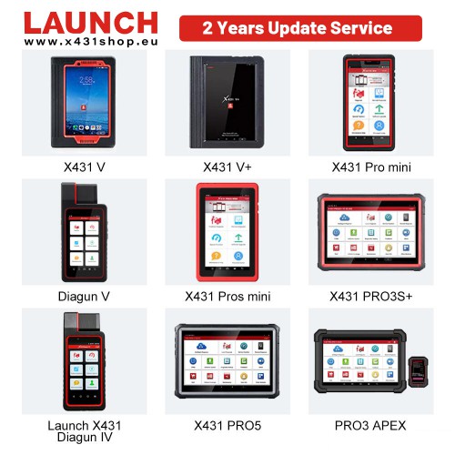 Two Years Online Update Service for Launch X431 Diagun V, Pro Mini, Pros Mini, V, Pros, V+, Pro3s+, Pro5, Pro TT, Pro3 ACE, Pro Dyno, Pro3 APEX