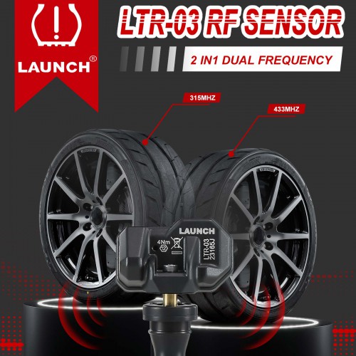 Original Launch LTR-03 RF Sensor 315MHz & 433MHz 2 in 1 Universal Programmable TPMS Sensor (Metal Stem/ Rubber Stem)