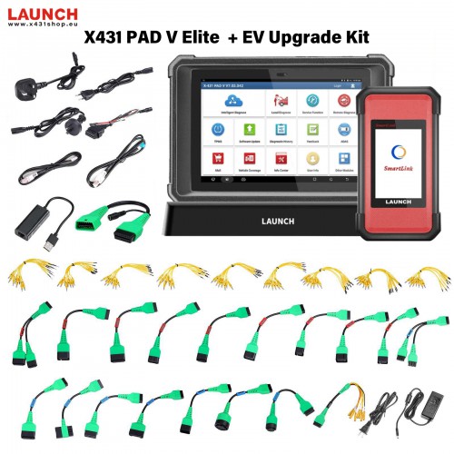 LAUNCH X431 PAD V Elite J2534 Tool With New Smartlink C  With LAUNCH X431 EV Diagnostic Upgrade Kit + Activation Card Support Electric Vehicles