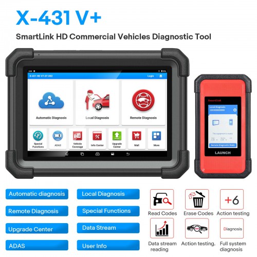 Launch X431 V+ SmartLink HD (PRO3 LINK HD)  Heavy Duty Truck Diagnostic Too with SmartLink C 2.0 VCI for Truck Bus Agricultural Trailers etc