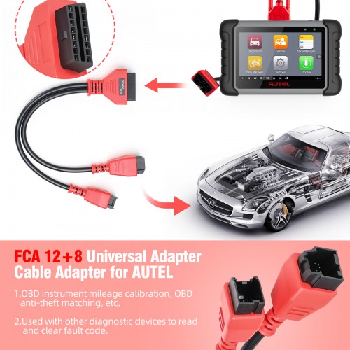 FCA 12+8 Universal Adapter Cable Adapter for Launch X431 V, X431 V+ Suppport  Chrysler, Dodge, Jeep, Fiat & Alfa vehicles