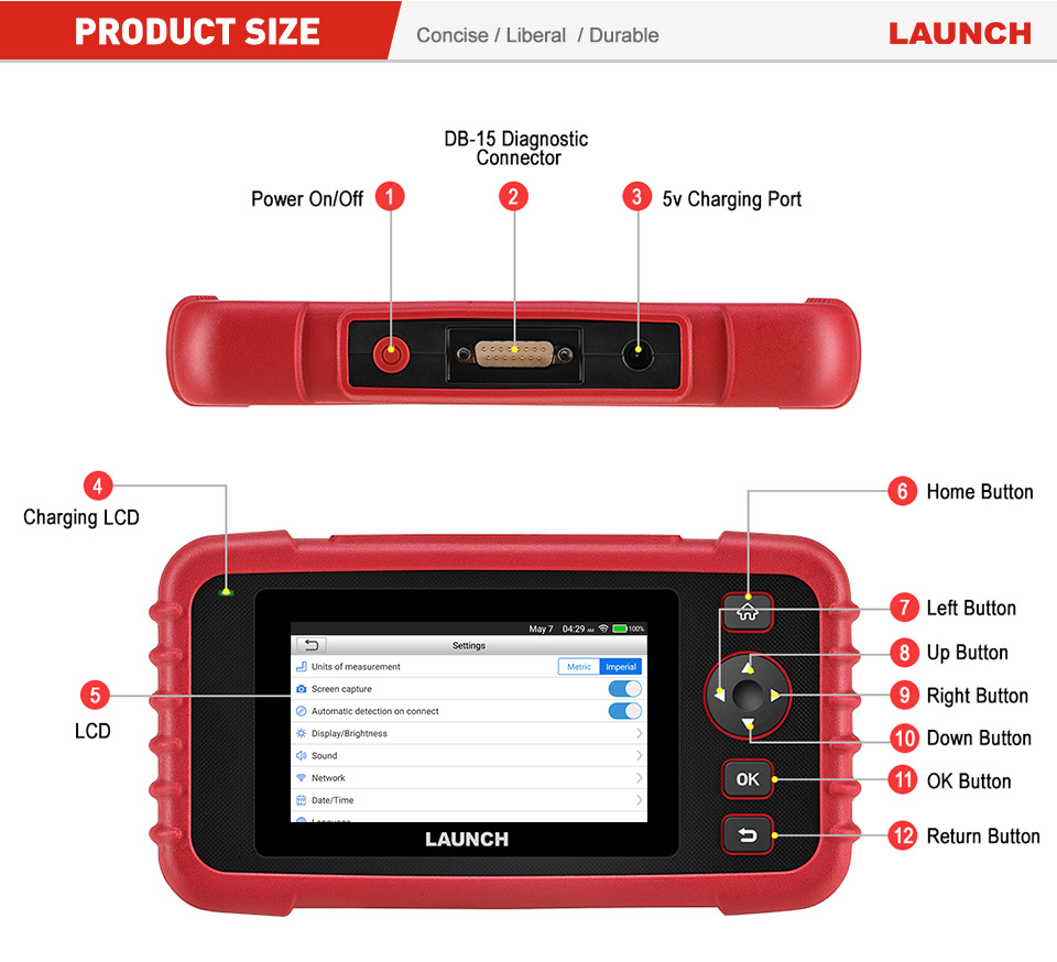 LAUNCH CRP123X Elite OBD2 Scanner Specifications