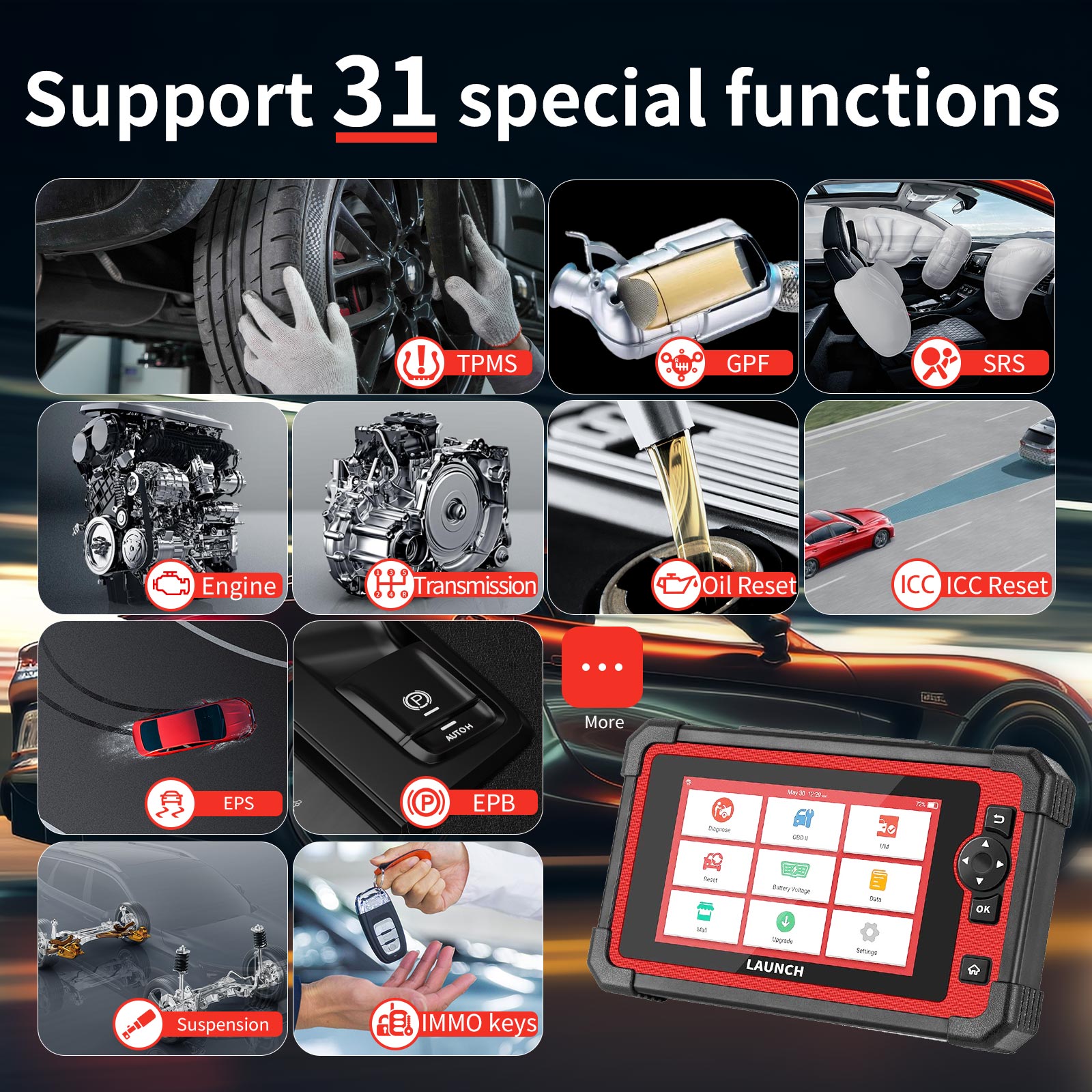 LAUNCH X431 V+ PRO Elite 4.0 Car Diagnostic Scan Tool Bidirectional Scan  Tool, 31+ Service ECU Coding AutoAuth for FCA SGW 