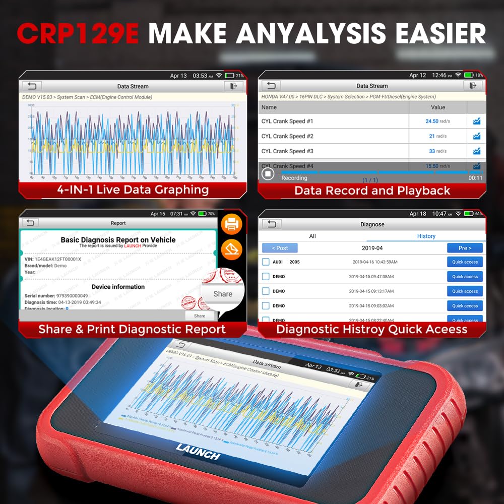 LAUNCH CRP123X Elite Lifetime Free Online Update scan Tool, SAS  Calibration/Throttle Reset/Oil Reset OBD Scanner Diagnostic Tool, ABS SRS  Transmission