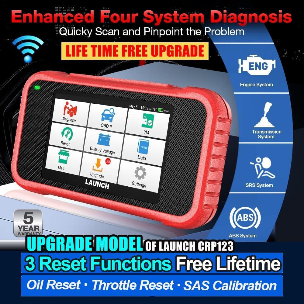 LAUNCH CRP123E OBD2 Scanner de voiture 4 systèmes Diagnostic automatique  ABS SRS