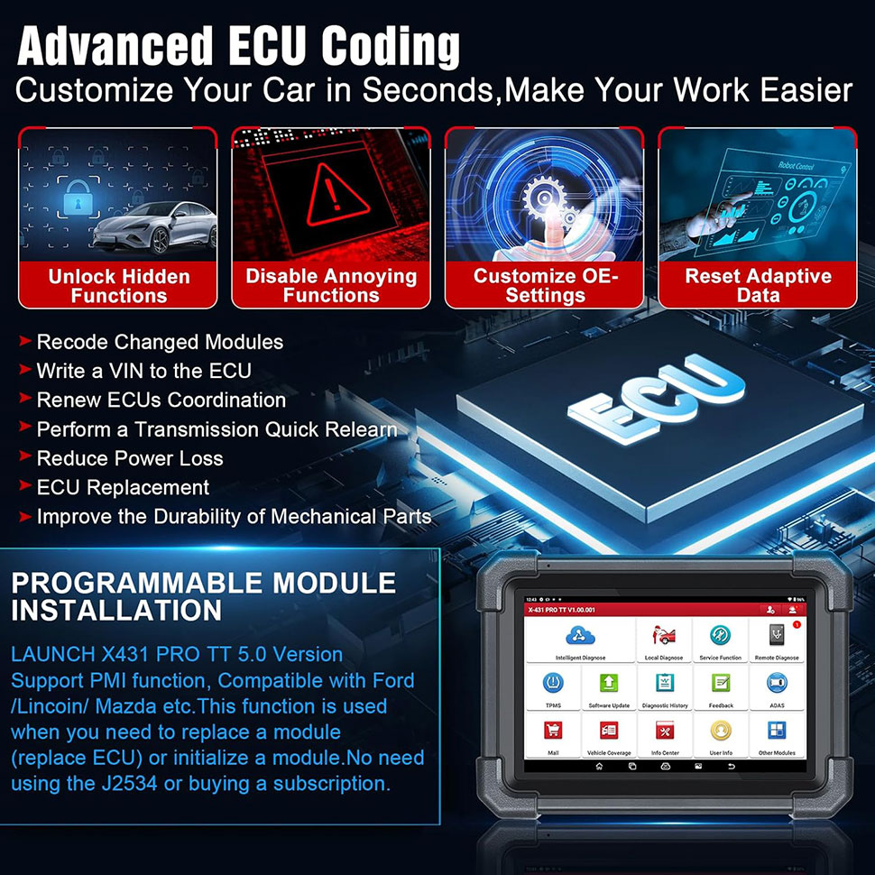 Launch X431 PRO TT Advanced ECU Coding